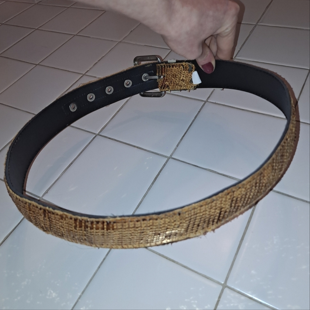 Gold sequins belt adjustable silver buckle size 12 party festival concert retro
